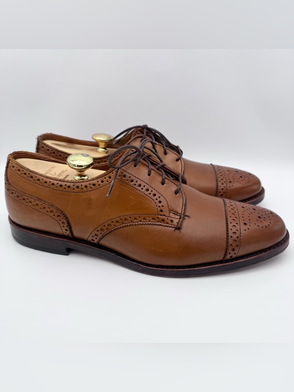 Allen Edmonds 6th Avenue Brown Leather Cap Toe Brogue Oxford Dress Shoes Men 10D